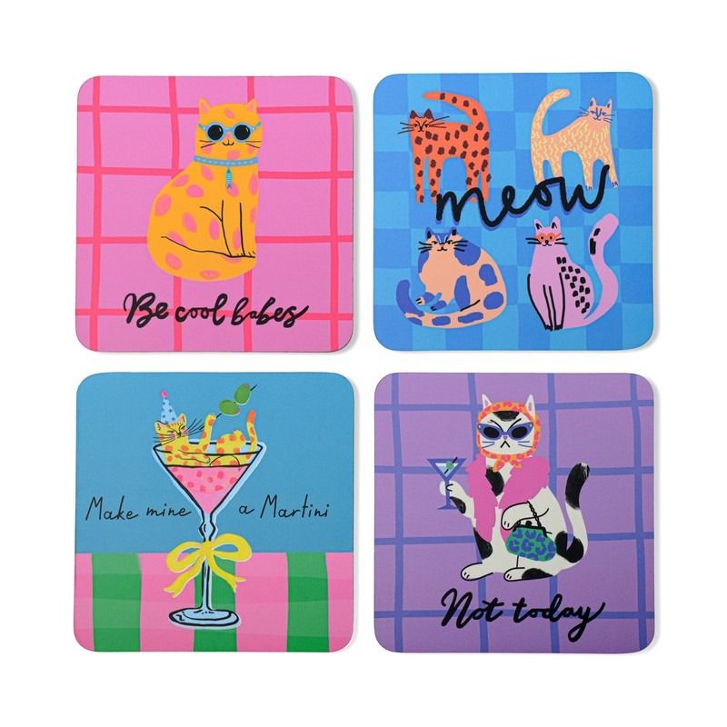 Hijinx Glasonderzetter Cats set 4 stuks