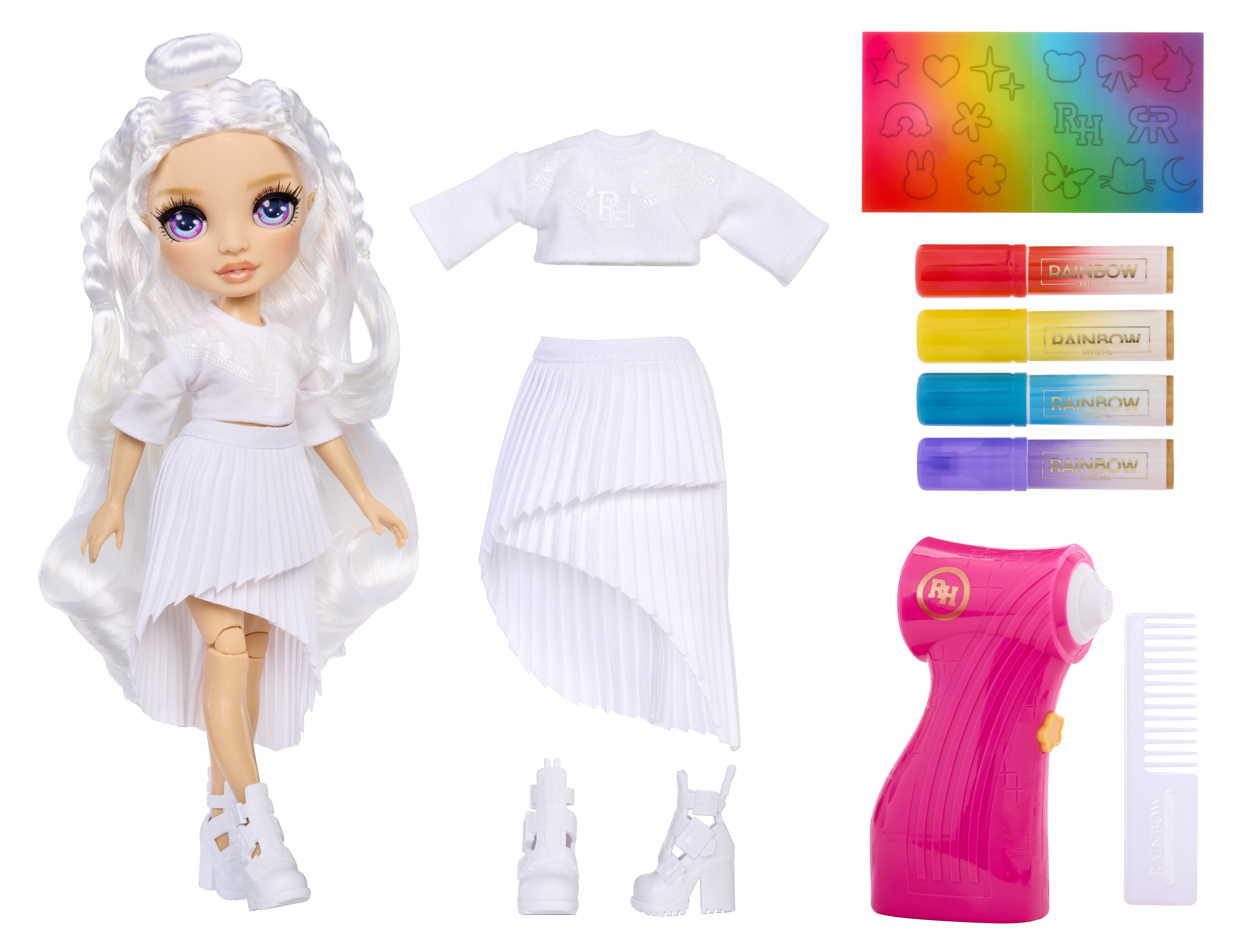 Rainbow High Airbrush & Create pop met paarse  ogen