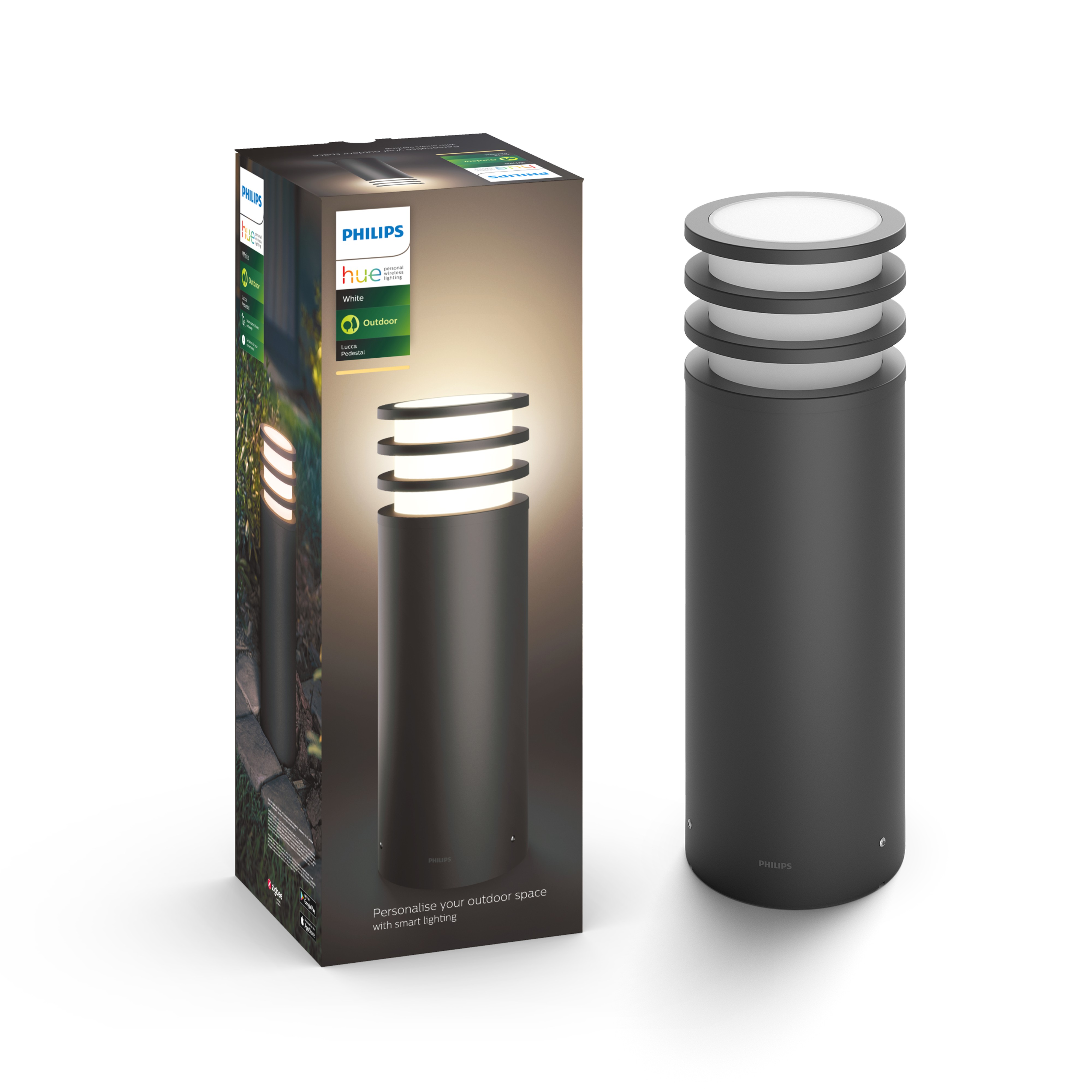 Philips Hue Tuinpaal Lucca Antraciet 40 cm E27 9.5W IP44 Outdoor