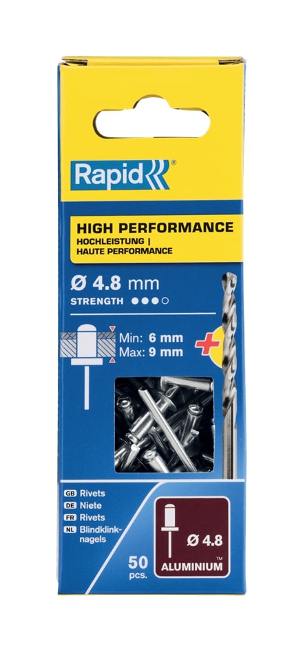 Rapid Blindklinknagels 4,8x12 mm 50 stuks + boor