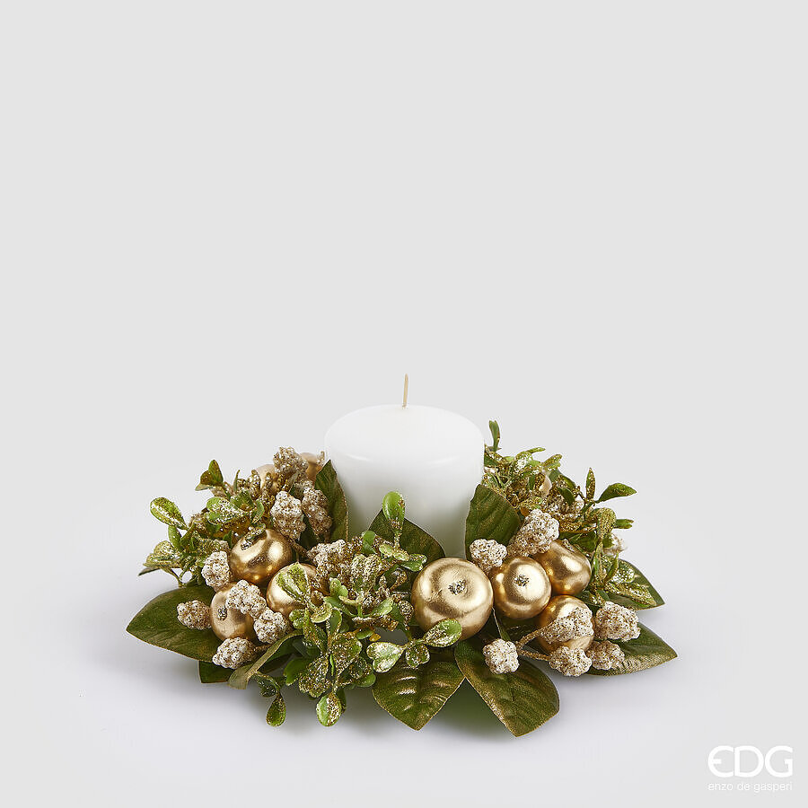 EDG Tafelkrans Groen/Goud 16cm - Kaarsenring