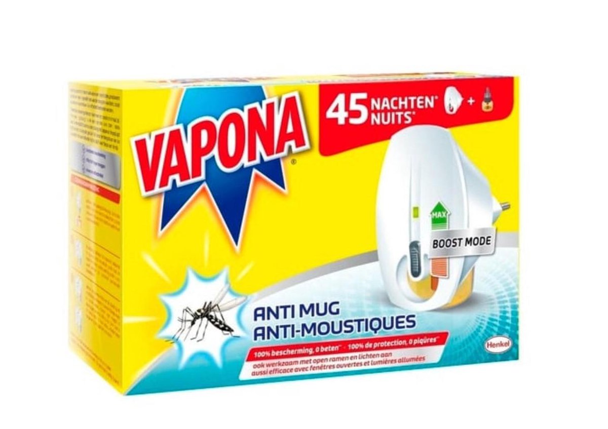 VAPONA Anti-Mug Apparaat 45 Nachten Booster met Vloeistof