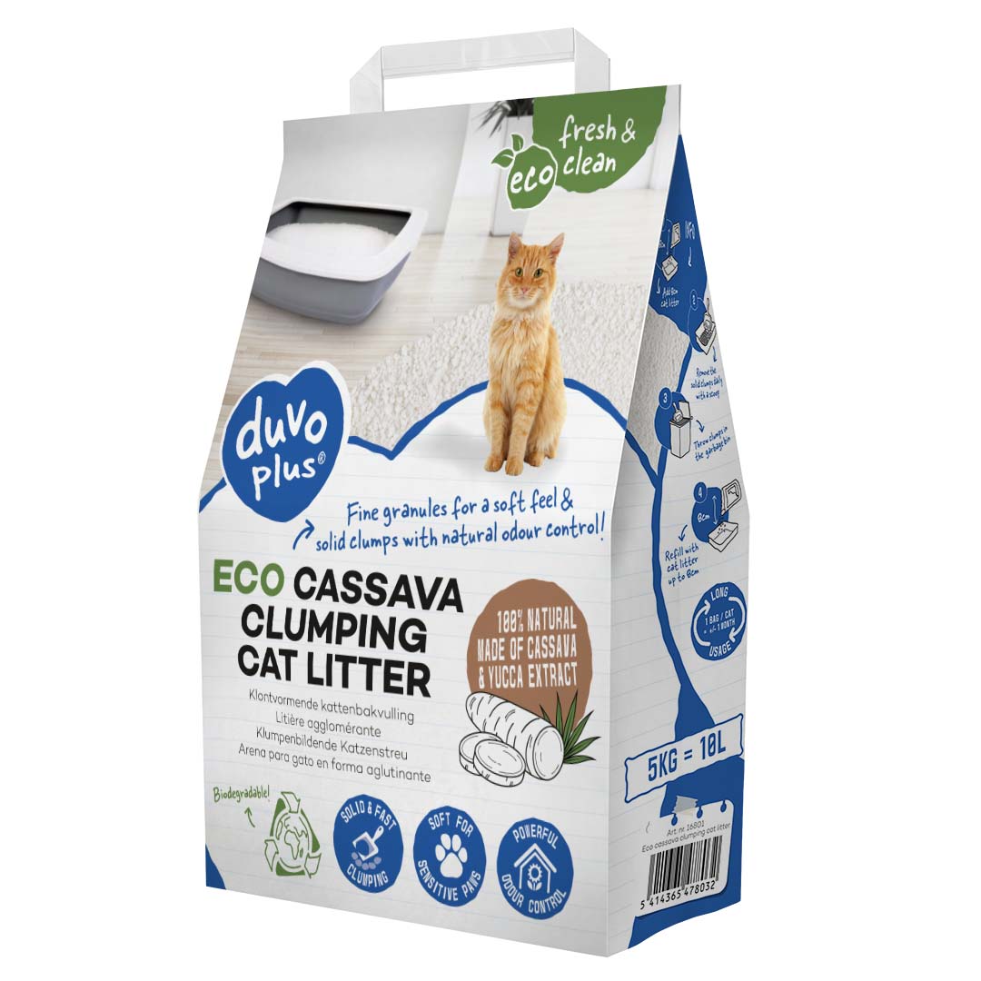 DuvoPlus Kattenbakvulling  Eco Cassave Klontvormend 10 l 5 kg