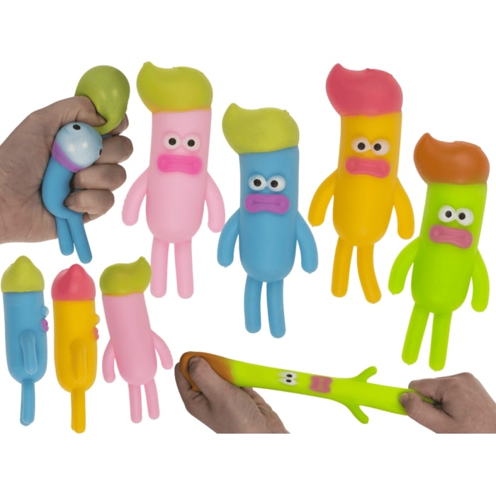 Anti-Stress Speeltje Silly Sausage Man - 7x14.5 cm - assorti - prijs per stuk