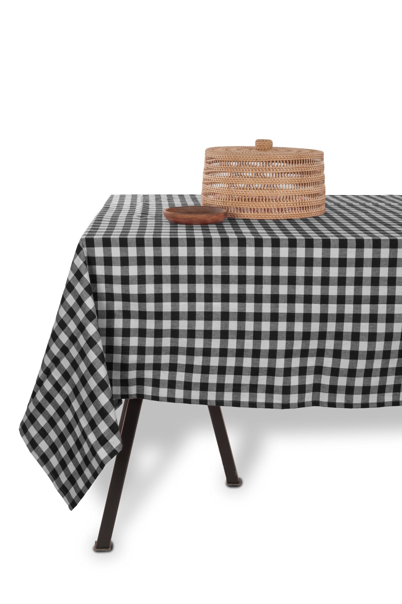 Tiseco Home Studio Tafelkleed Gingham 150x250 cm Zwart