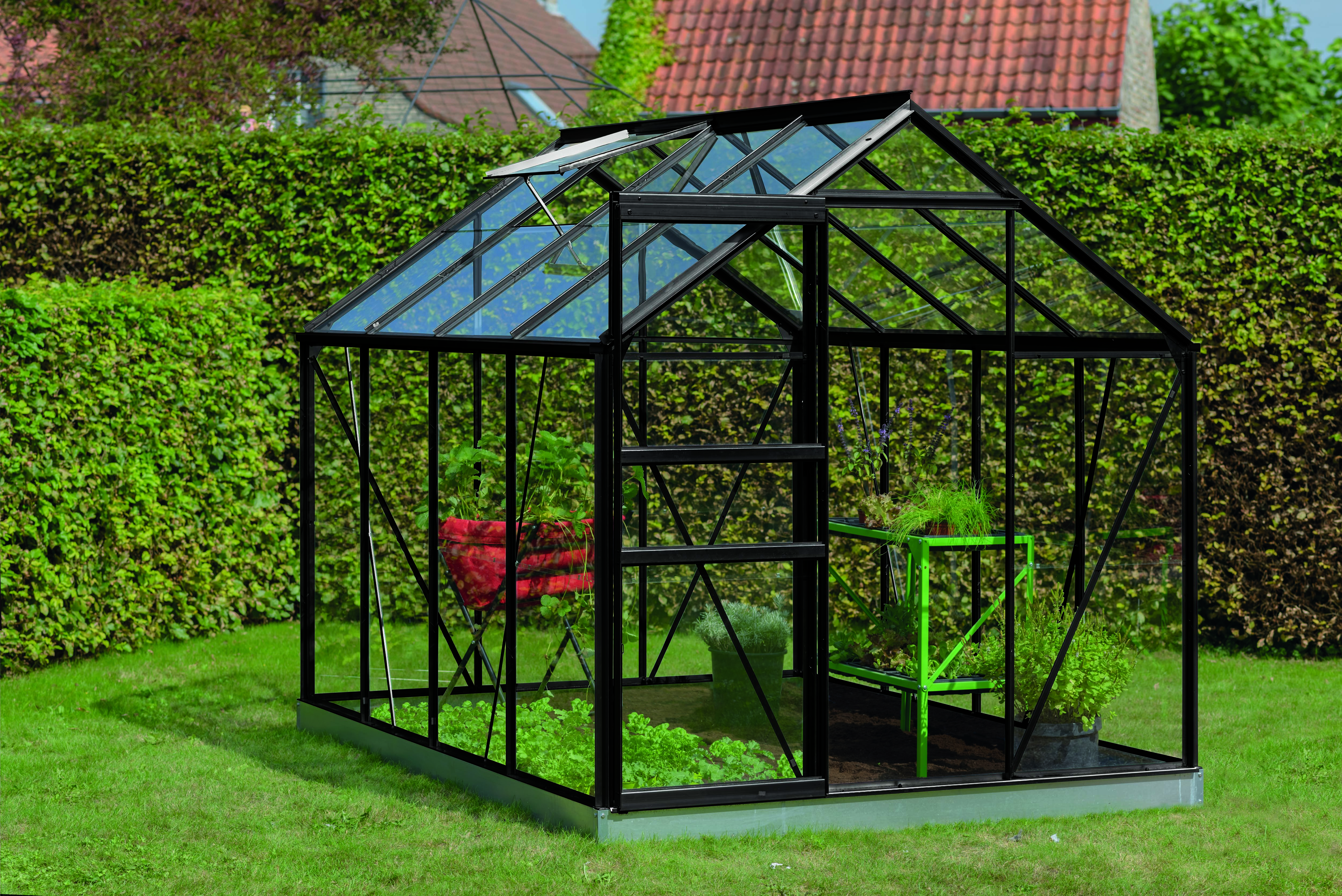 Serre Intro Grow - Ivy - 5.0m2 Zwart Ral9005 - Veiligheidsglas 3mm