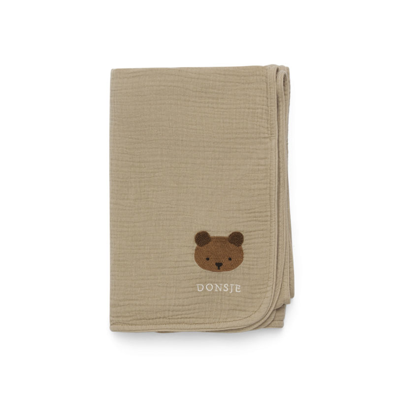 Donsje Tetra Deken XL Ploekie Bear Taupe 115x115 cm
