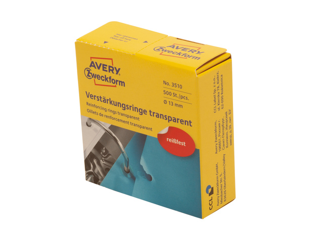 Avery Versterkingsringen 13 mm Transparant 500 stuks