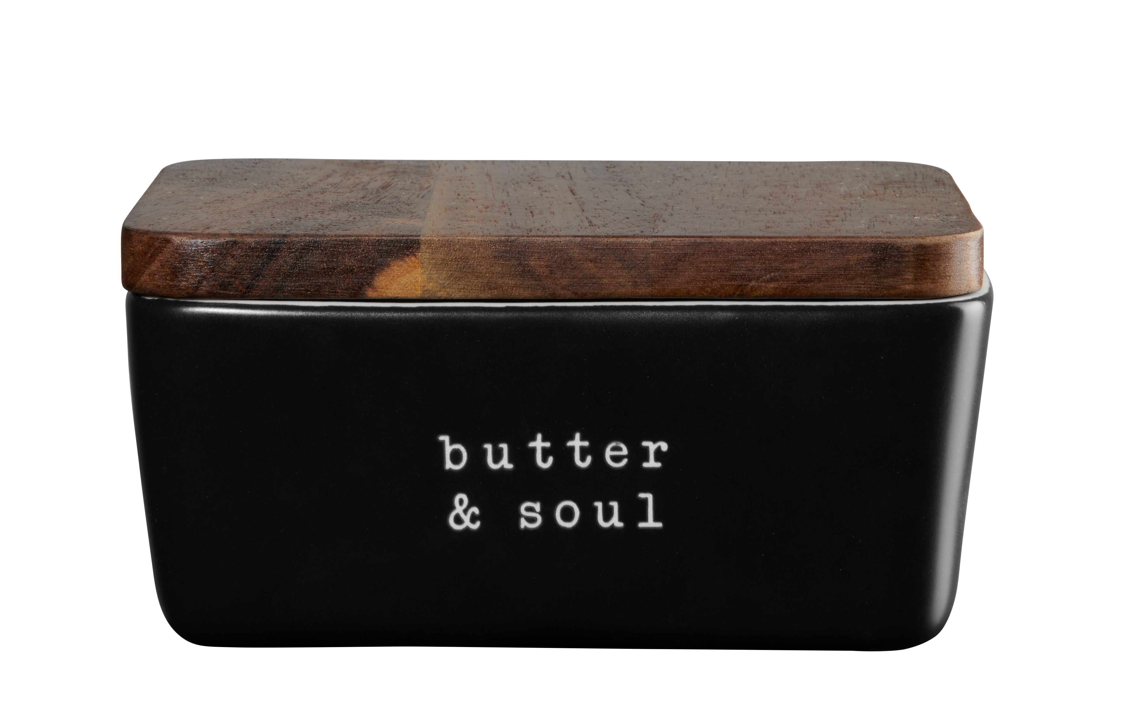 ASA Botervloot Hey! Butter & Soul 15x10x7.8 cm - New Bone China/Acaciahout