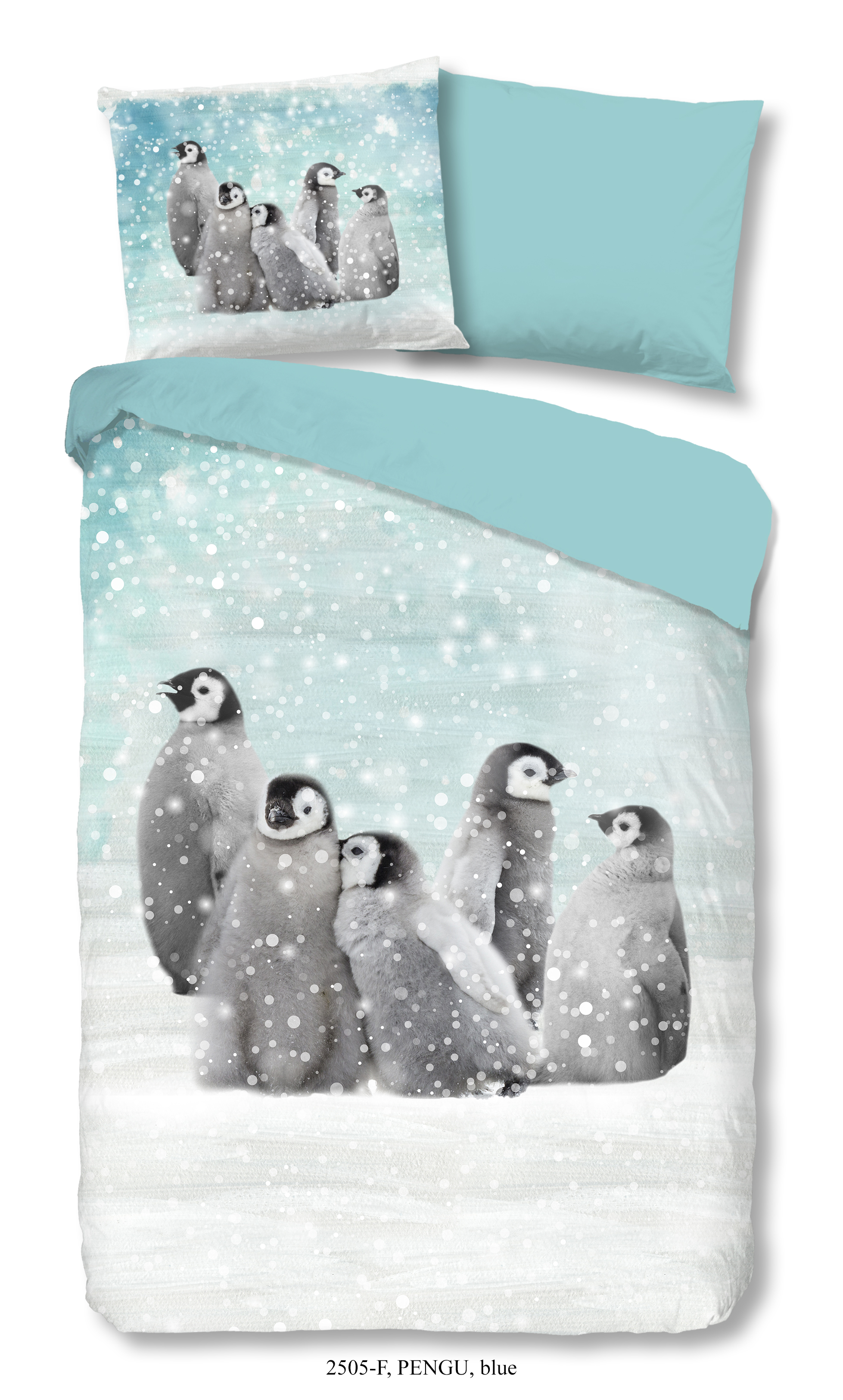 Good Morning Dekbedovertrek Pinguins Blauw 140x220 cm Flanel