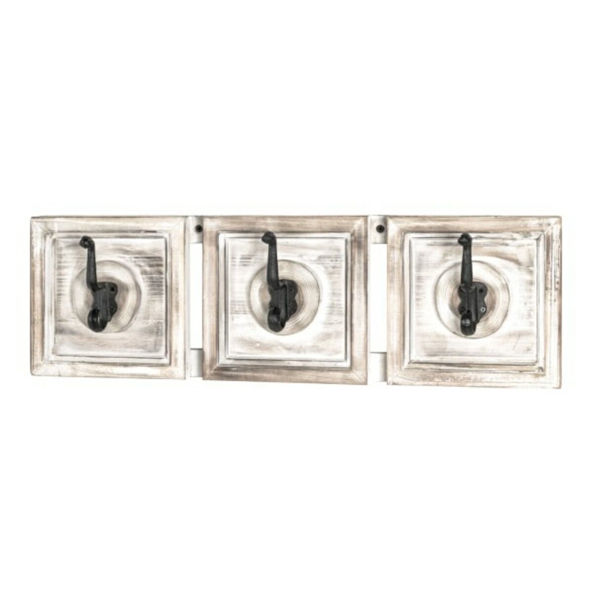 Wandkapstok Shabby 3 haken Vintage wit