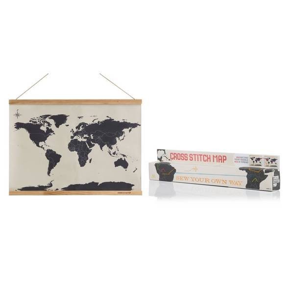 SuckUK Wereldkaart Borduur 59.4x45 cm
