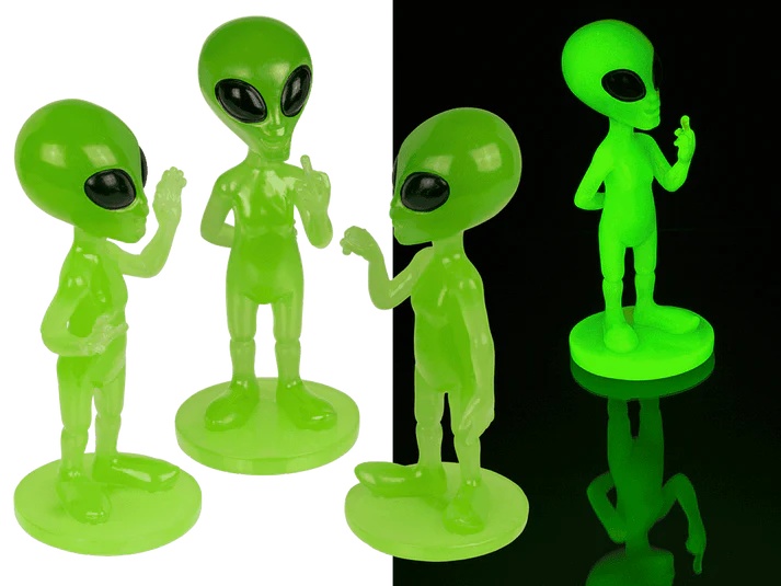 Alien Glow in the Dark 6.5x15.5 cm - assorti - prijs per stuk