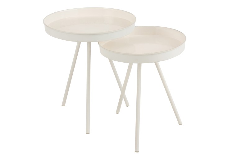 Bijzettafel Metaal - Set per 2 Mat Wit