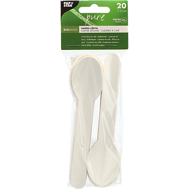 PapStar Koffielepel Pure Wit 13.4cm set 20 stuks - Papier