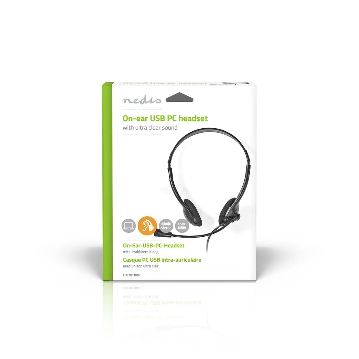 Nedis PC Headset On-Ear USB Type-A /USB Type-C Zwart