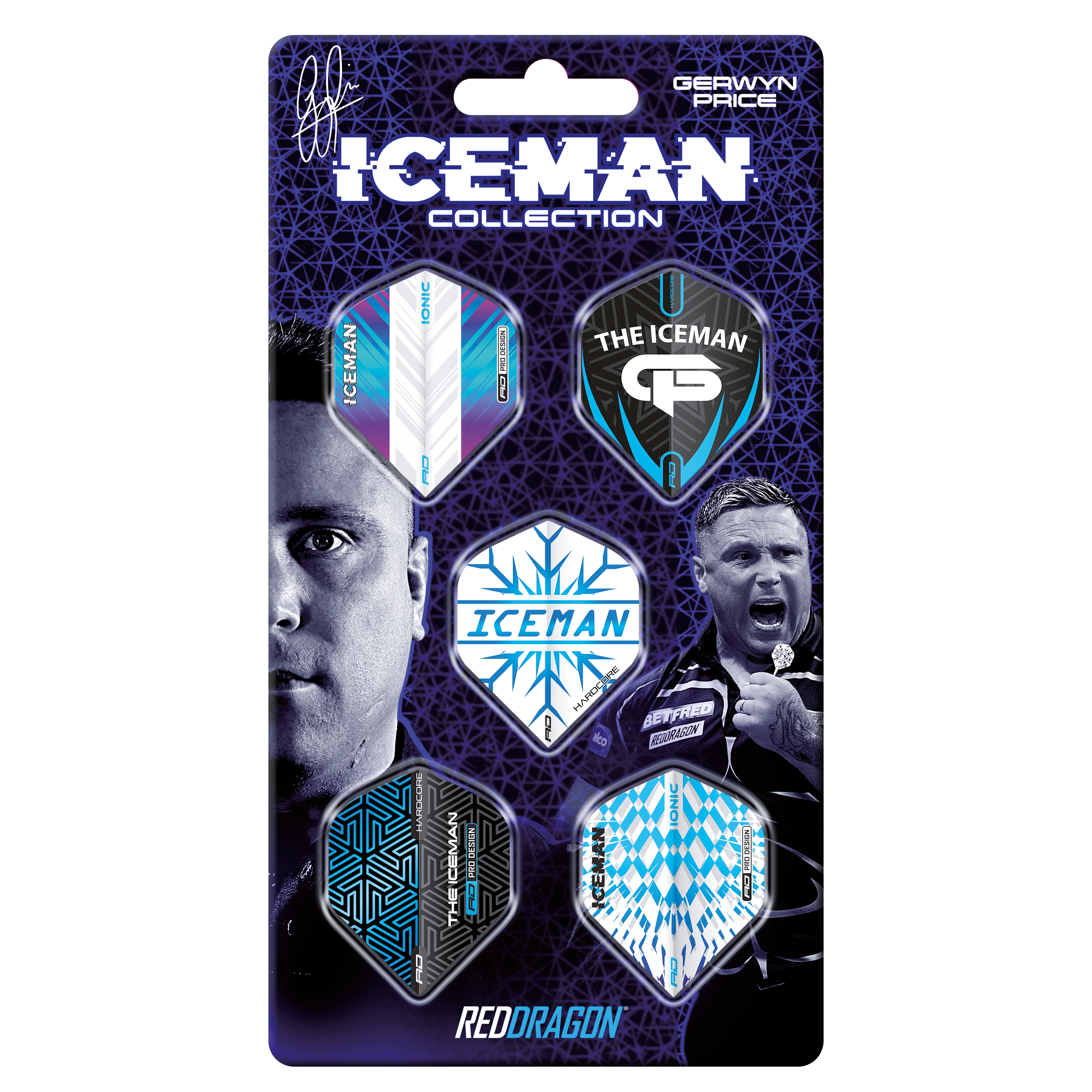 Red Dragon Iceman Collection Dart Flights 5 stuks