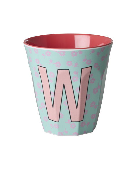 Rice Cup Melamine Letter W Flowers 250ml