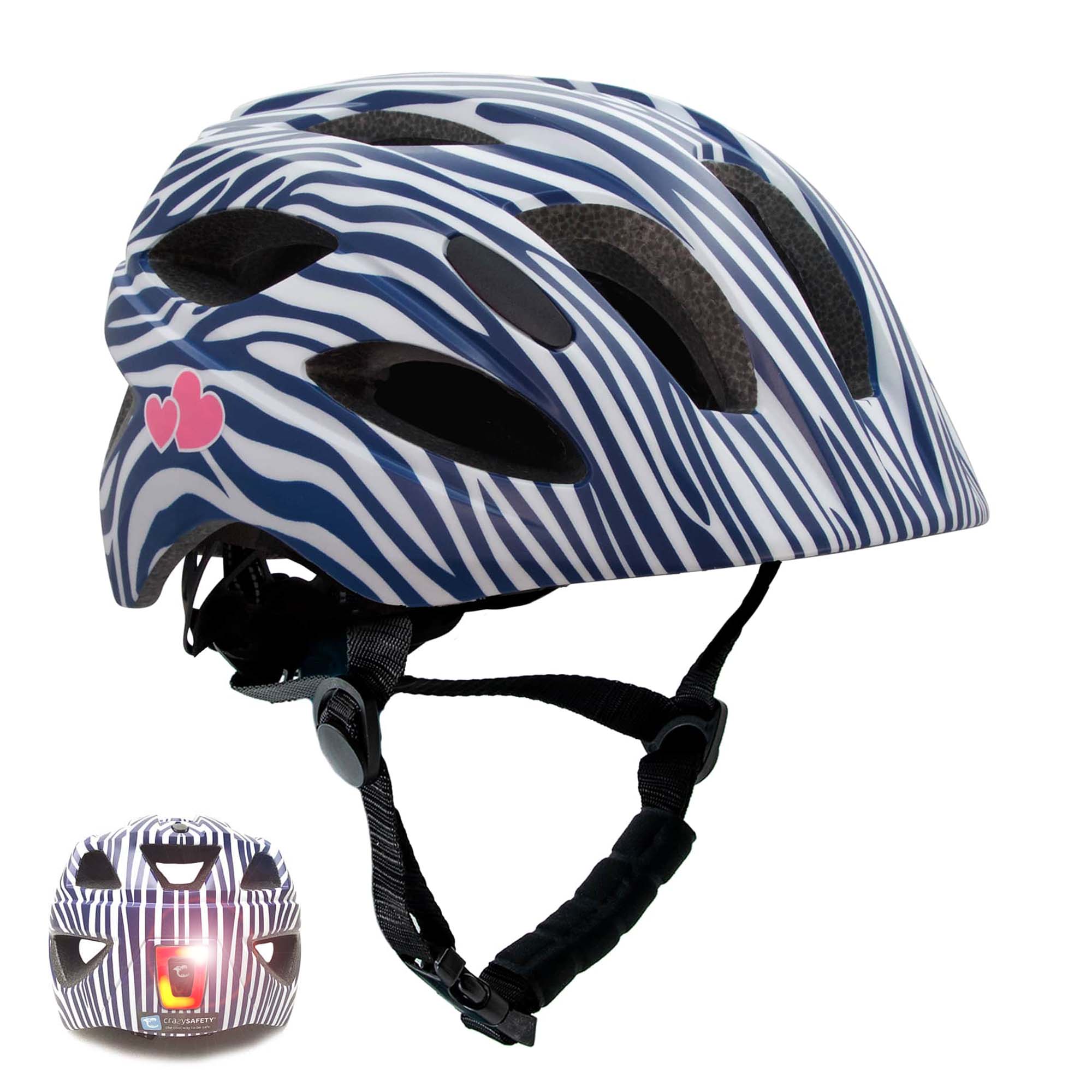 Crazy Safety Fietshelm Stripes Dark Blue M 54-58 cm 6-12 jaar