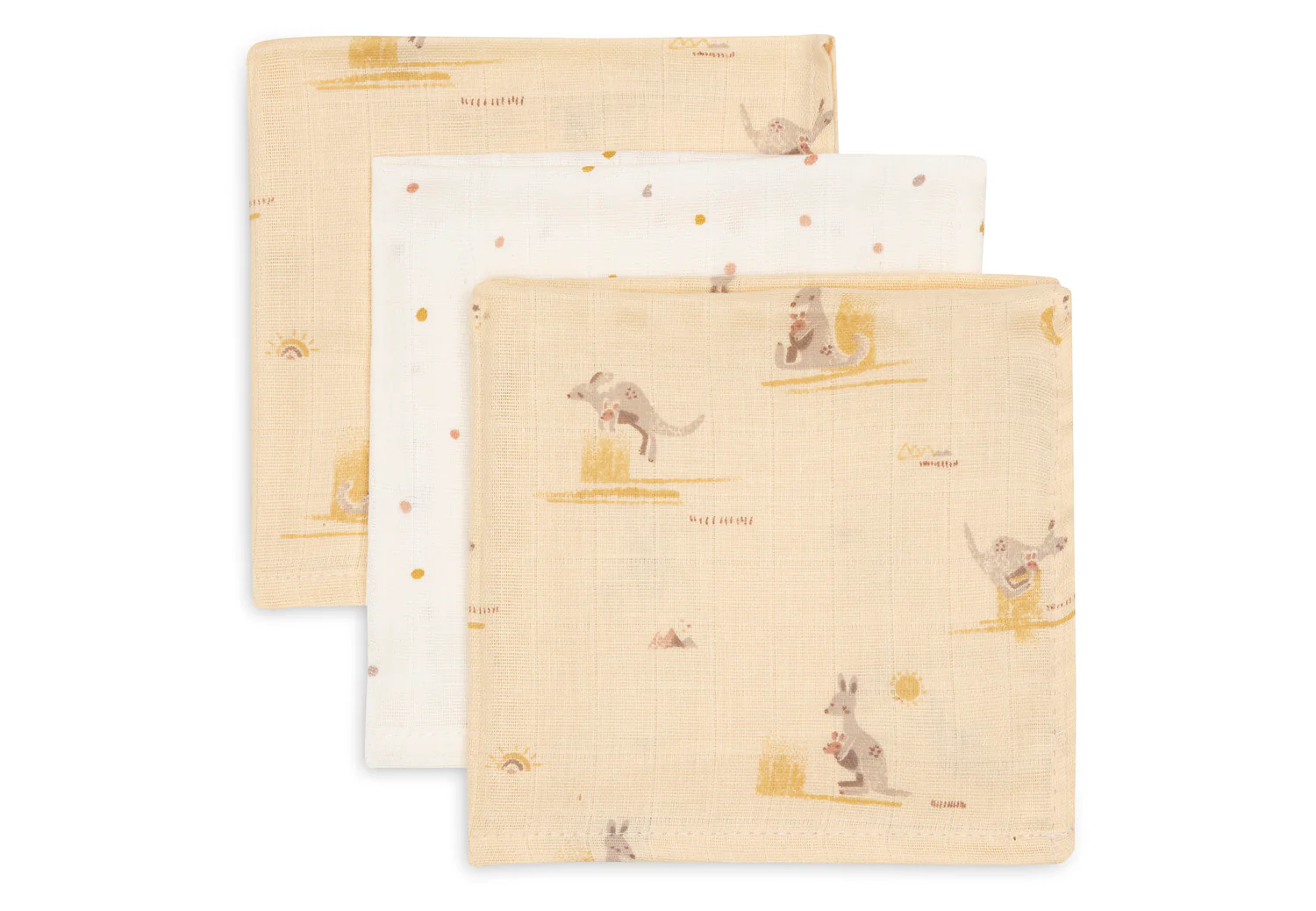 Jollein Monddoekje Tetra Kangaroots 31x31 cm - 3 stuks