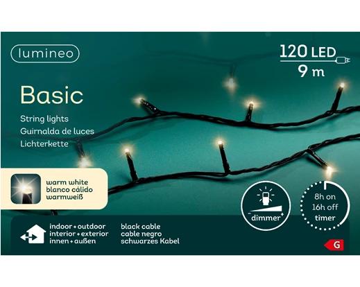 Kerstverlichting Basic LED 9m - 120 leds - Black/Warm White - In/Outdoor