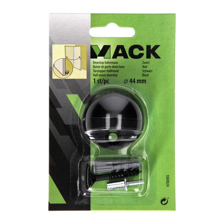 Mack Deurstop Halvemaan Zwart Diameter 44 mm