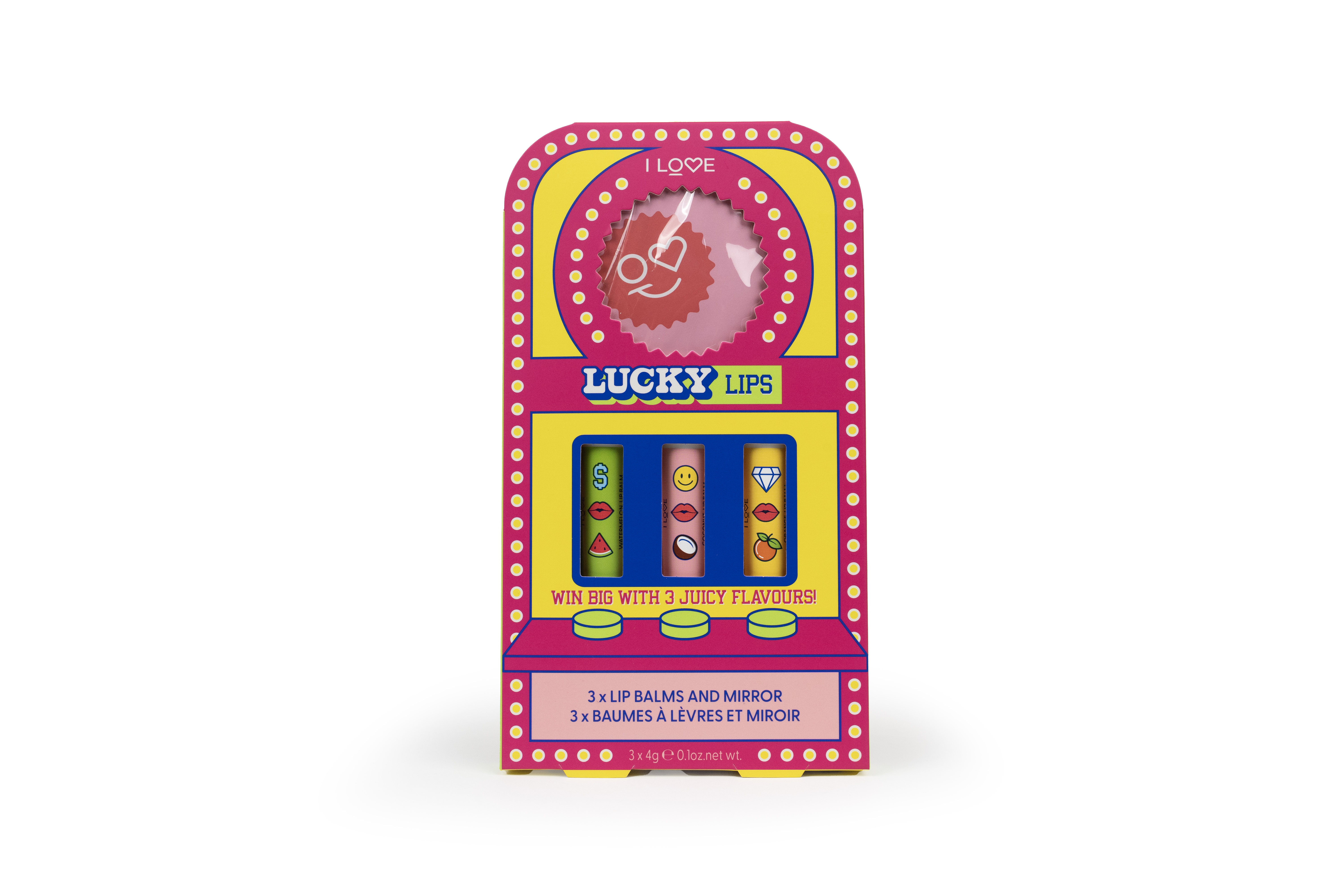 I Love Lipbalsem Set Lucky Lips - Lipbalsem 3x/Spiegel