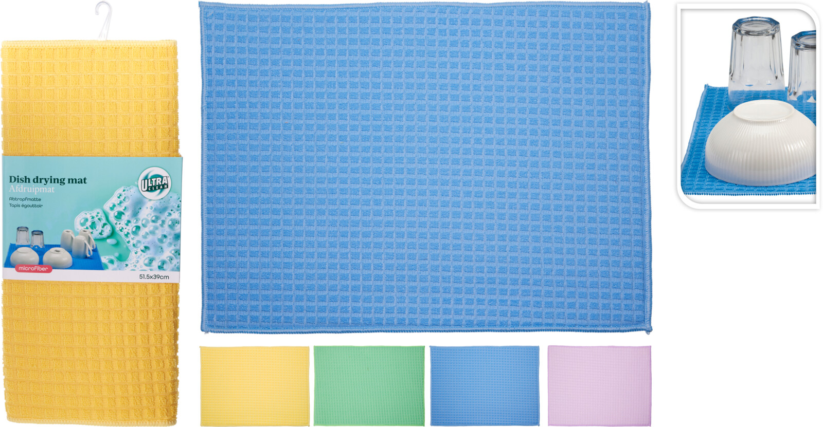 Afdruipmat Microvezel 51.5x39 cm - assorti - prijs per stuk