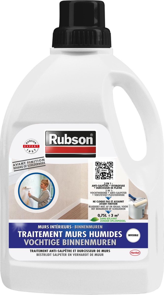 Rubson Vochtige Binnenmuren 750 ml 2 in 1 Anti-Salpeter en Verharder