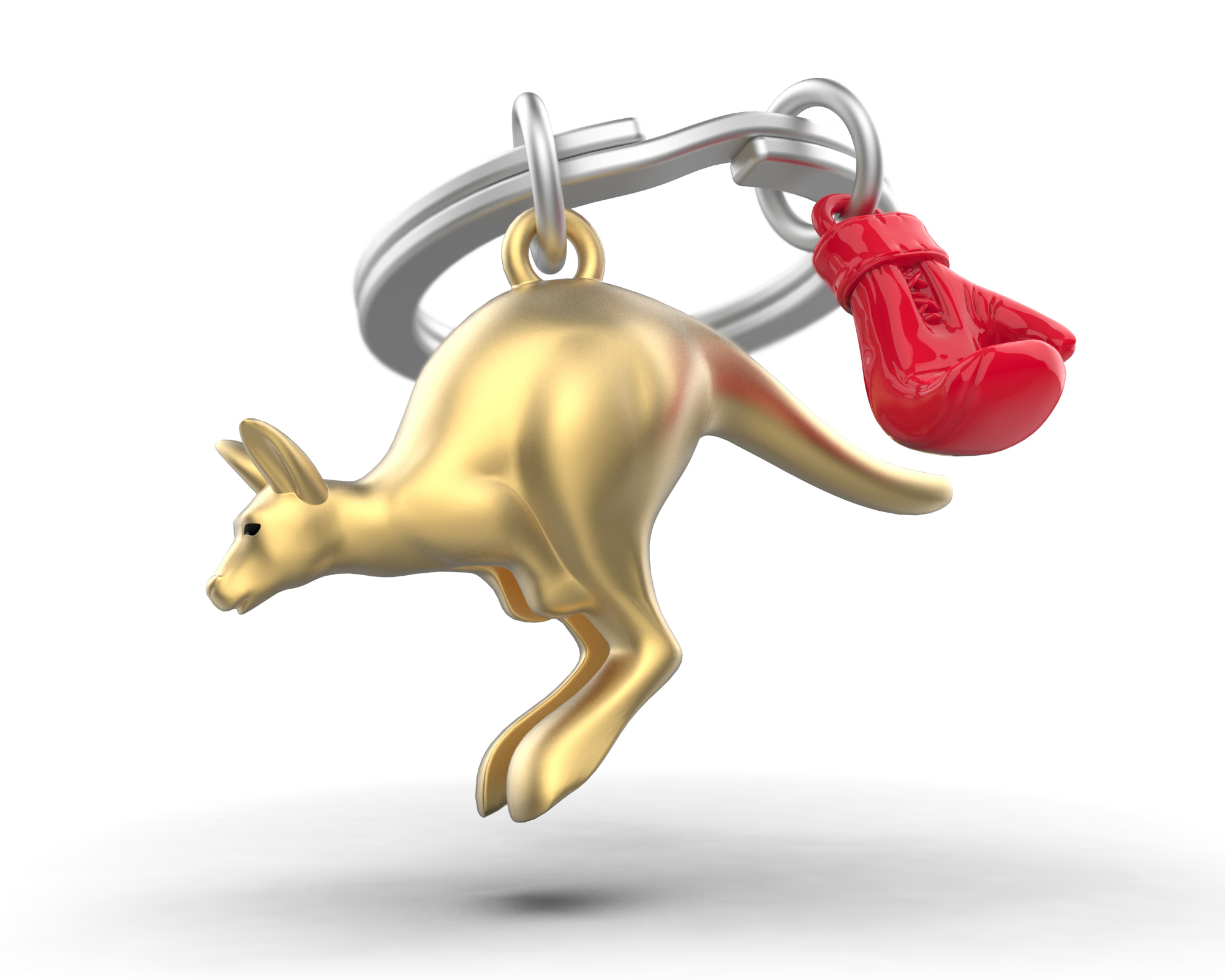 Chocli Sleutelhanger Animal Collection - Kangaroo with Boxing Gloves - Rose Gold/Red