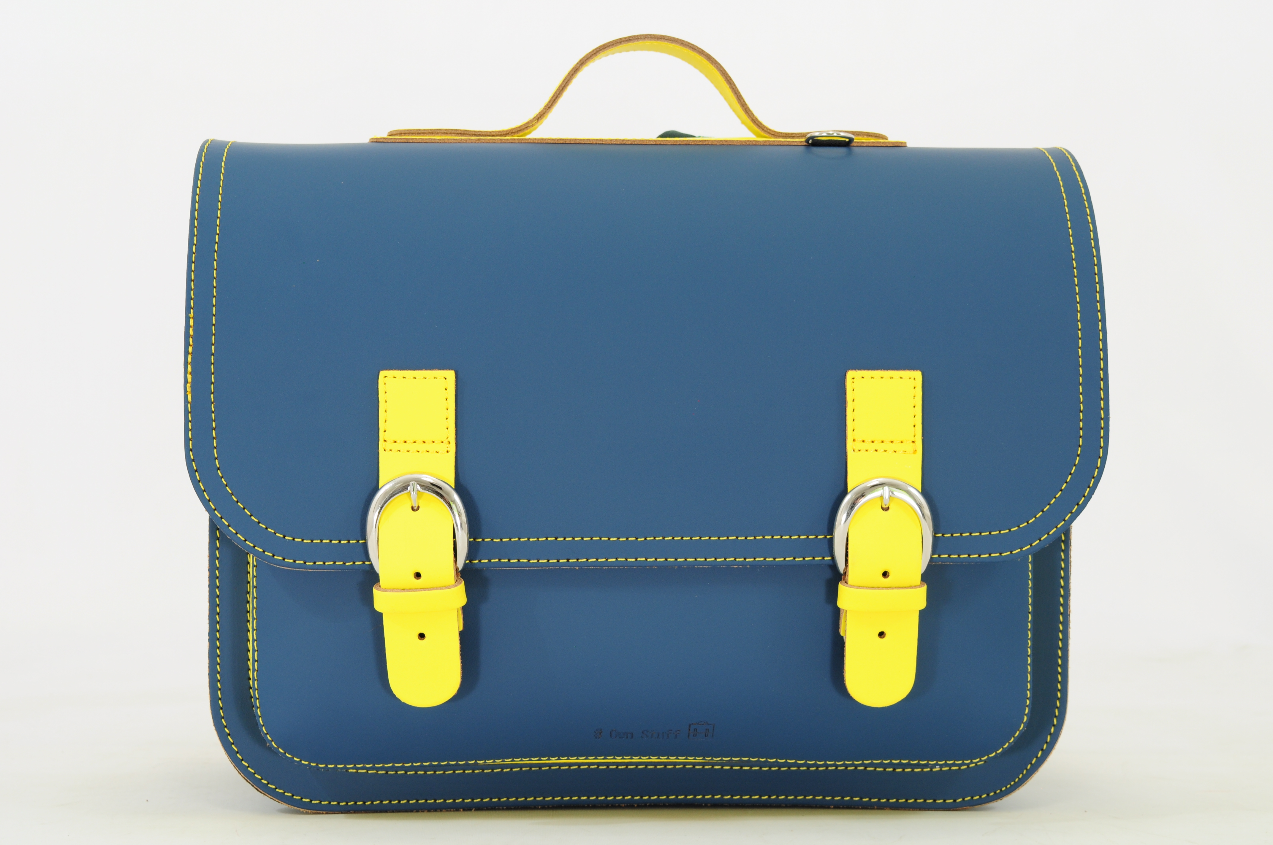Own Stuff Boekentas Classic Bi Color Petrol - Lemon 38x17x28 cm