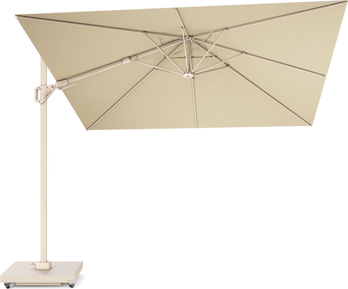 Platinum Challenger T2 Premium Hangparasol 3x3m Champagne Doek Sandstone Frame - exclusief parasolvoet