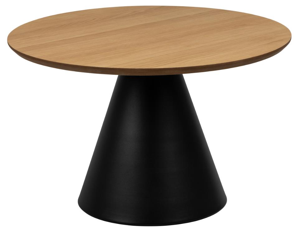 Soli Salontafel Rond Oak Veneer Matt 65x43 cm - Basis Mat Zwart