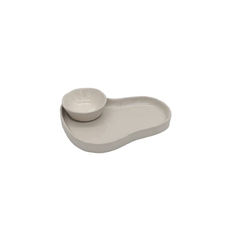 Leeff Serveerbord Senna 13x9 cm met Potje - Keramiek - Apero