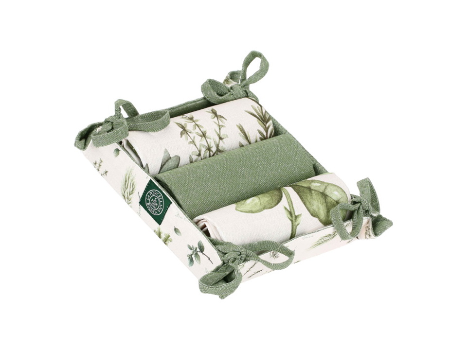 La Porcellana Bianca Keukenhanddoek Coltivia set 3 stuks met Mandje