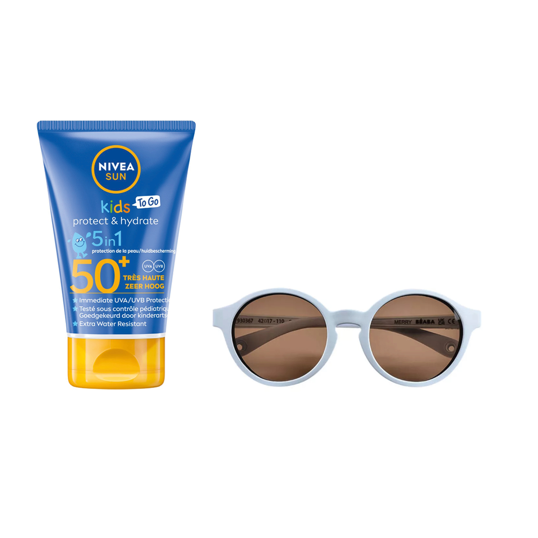 SET Zonnebril Blauw 2-4 jaar + Zonnemelk Kids Pocket Size SPF50+