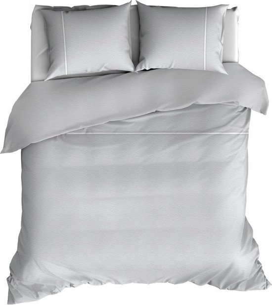 Romanette Dekbedovertrekset Duchesse 200x200-220 cm Flanel Zilver met Witte Naad