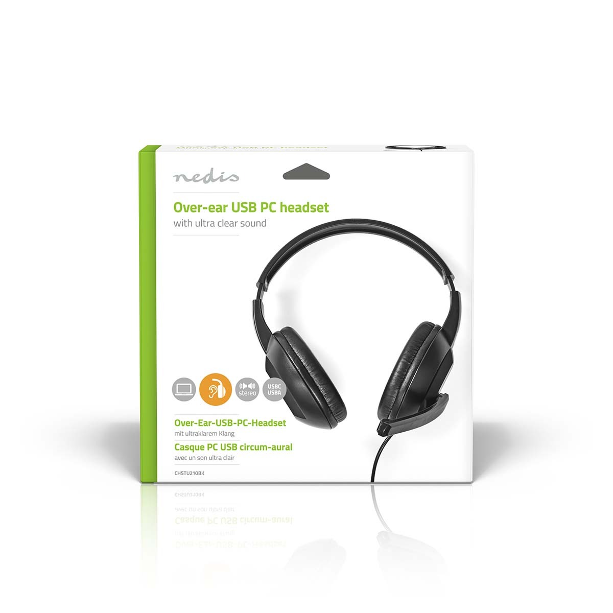 Nedis PC Headset Over-Ear USB Type-A/USB Type-C Zwart