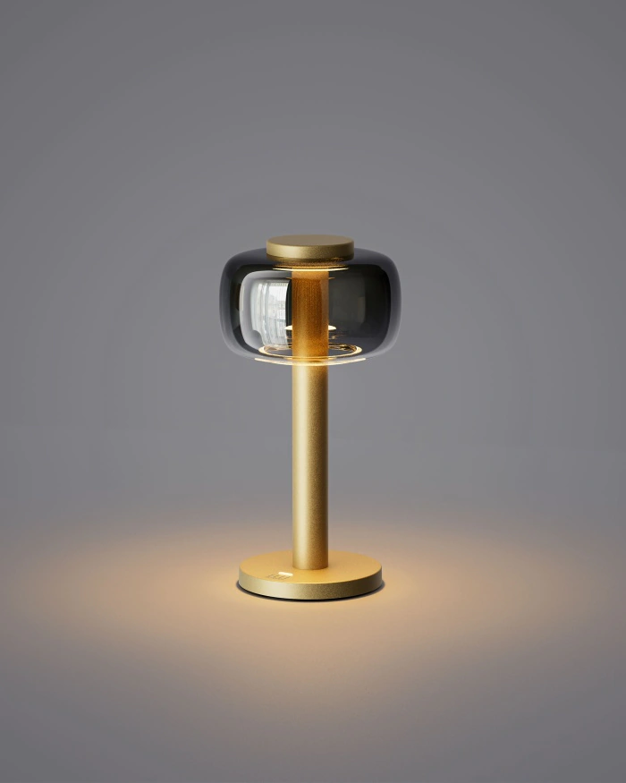 ELLE Decoration Tafellamp Odeon Gold 14x26.5 cm - Dimbaar - Oplaadbaar - voor Binnen en Buiten