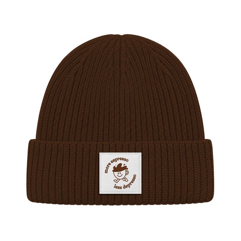 Atelier Pistache Beanie Muts More Espresso Less Depresso Brown - One Size