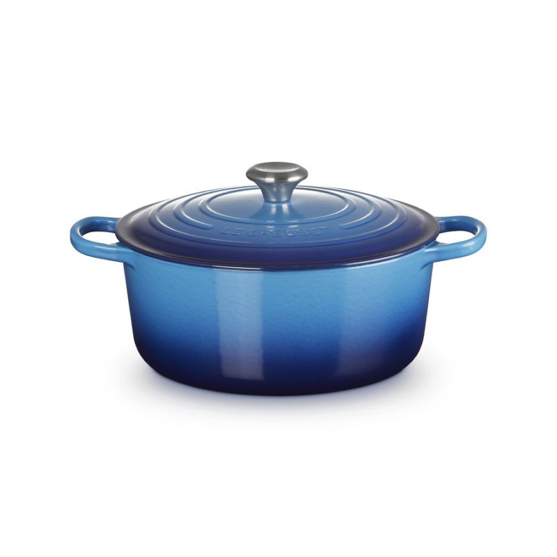 Le Creuset Braad-/Stoofpan Signature Azure 6.7l - Gietijzer - 28cm Rond