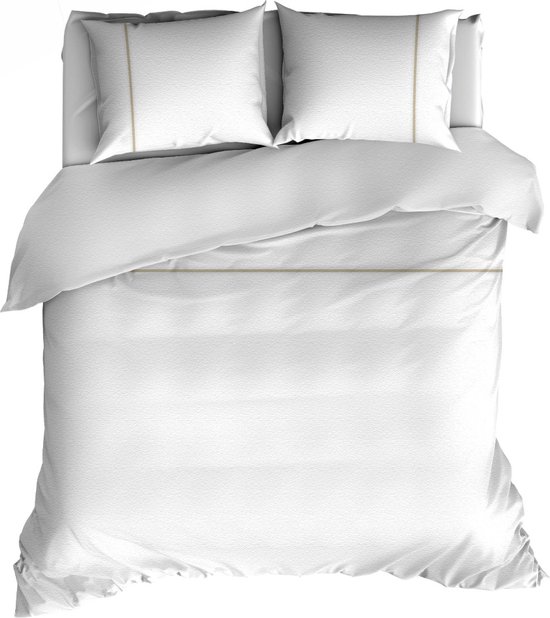 Romanette Dekbedovertrekset Duchesse 260x200-220 cm Flanel Wit met Sand Naad