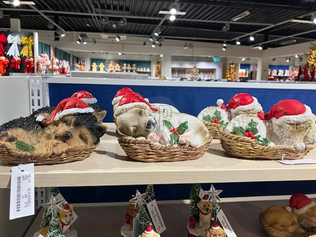 Huisdier met Kerstmuts in Mand - assorti - prijs per stuk