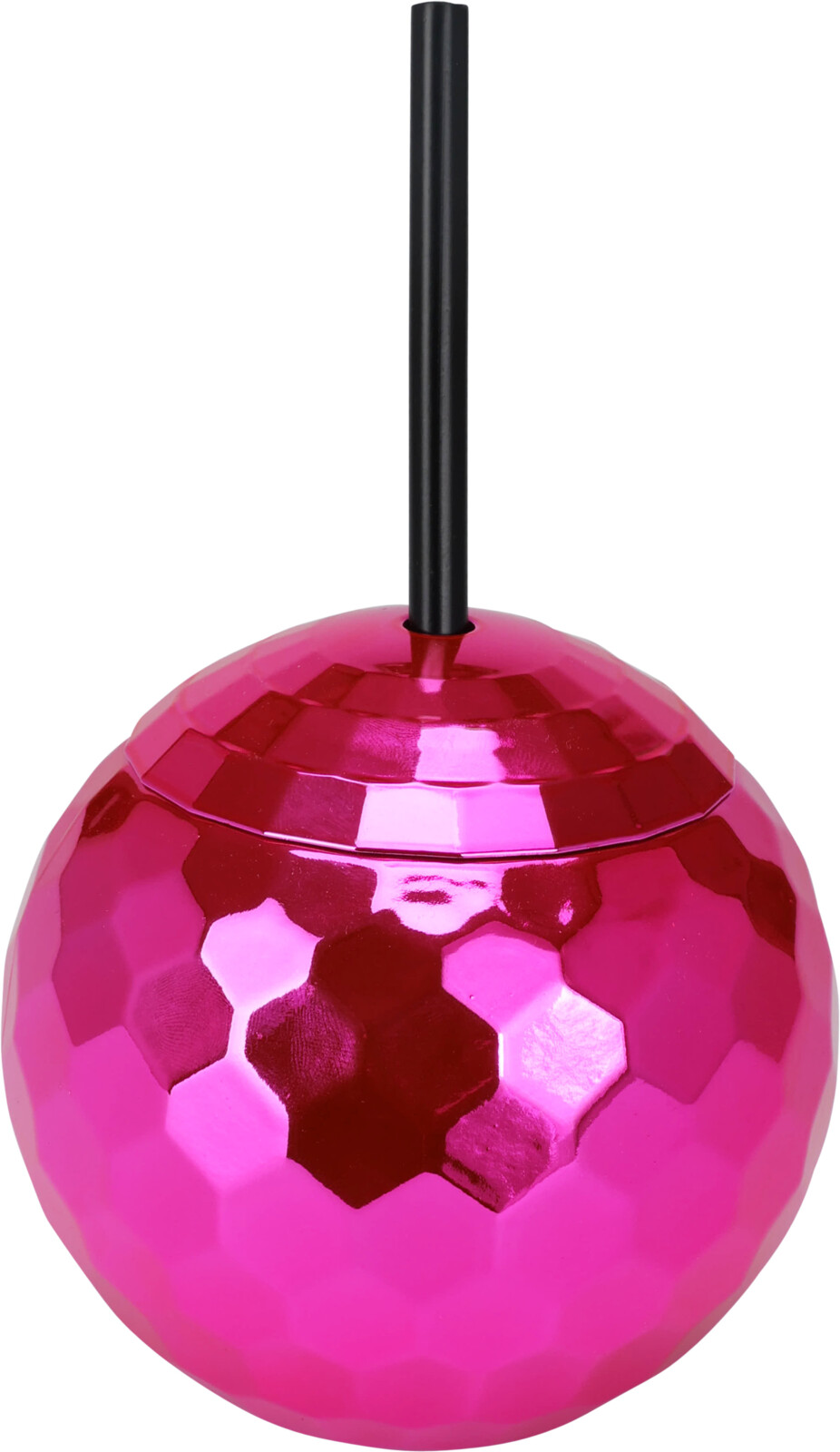 Drinkbeker Discobal Roze met Rietje 12cm