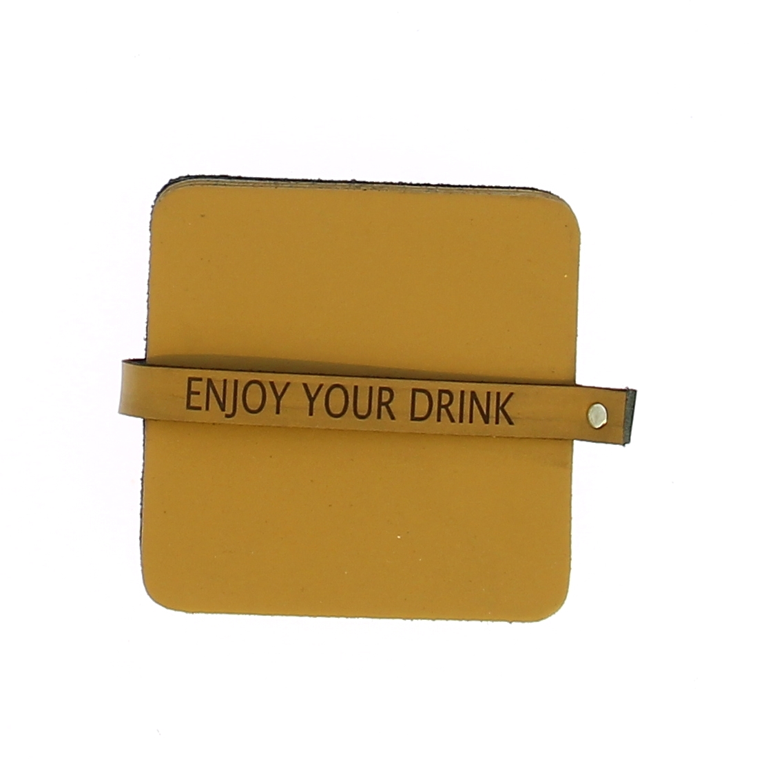 Enjoy Your Drink Glasonderzetter Leder Vierkant - Natur - 6 stuks
