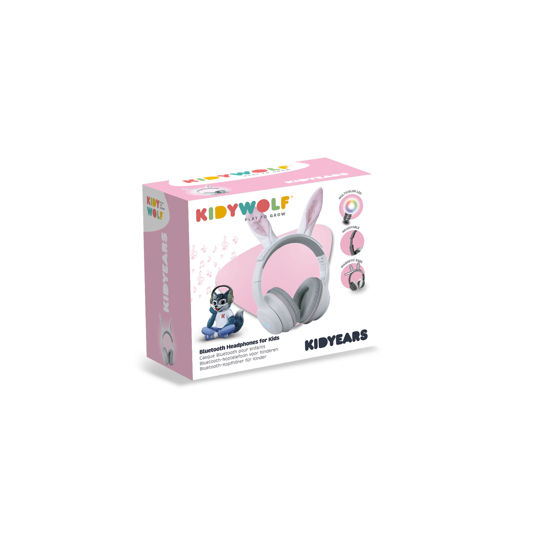 Kidywolf Kidyears - Bluetooth Hoofdtelefoon, 85dB mode, konijn Kidywolf Kidyears - Bluetooth Hoofdtelefoon, 85dB mode, konijn