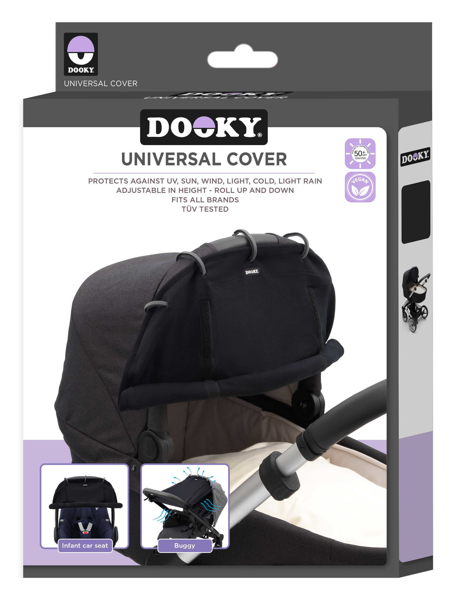 Dooky Beschermdoek Universeel Zwart Zon- Wind- UV Beschermend
