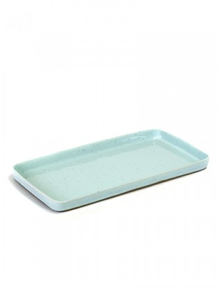 Serax Bord Terres de Rêves Light Blue 37.3x18 cm - met Hoge Rand - by Anita Le Grelle