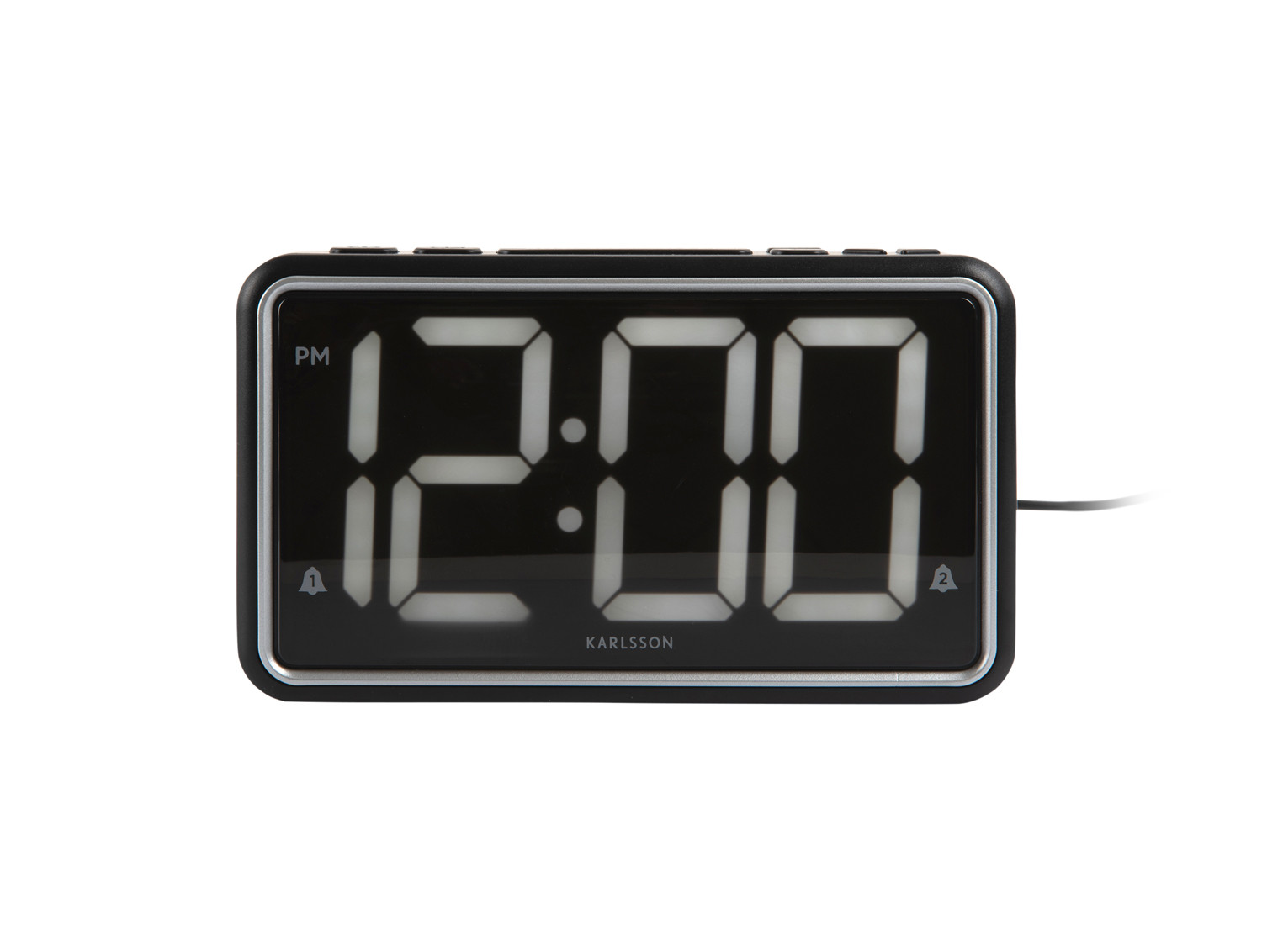 Karlsson Alarmklok New Retro Black - 16.5x4.5x9 cm - Digitaal - incl. USB-kabel