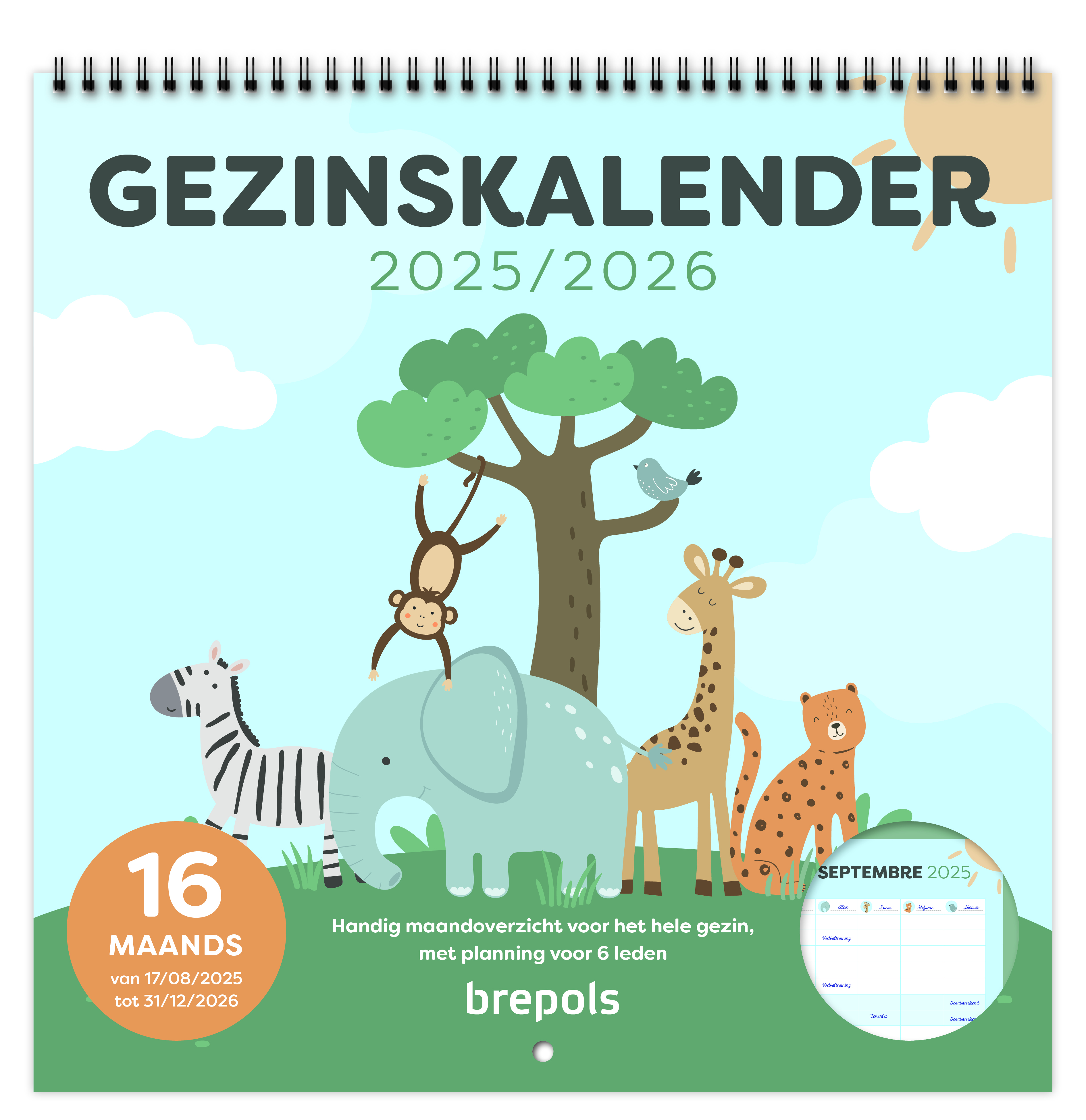 Brepols Familiekalender  2025-26 Nederlands 1maand/pag 29x29 cm